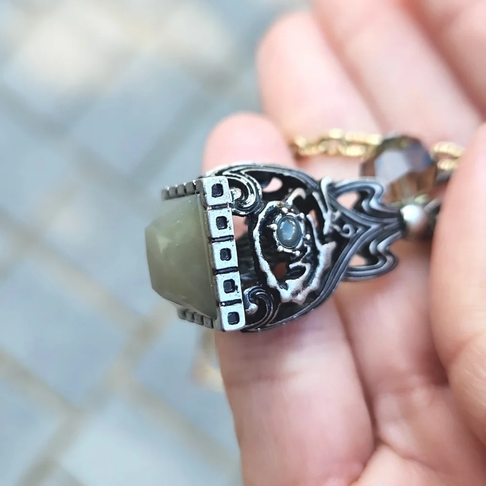 Anthropologie Blue Agate Quartz Druzy Amulet Charm Necklace RARE - Picture 6 of 12